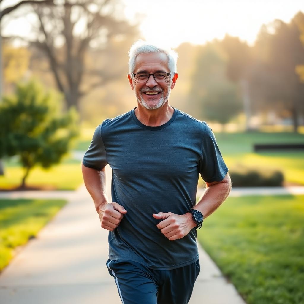 Active senior man enjoying morning run after using Prosta Surge X