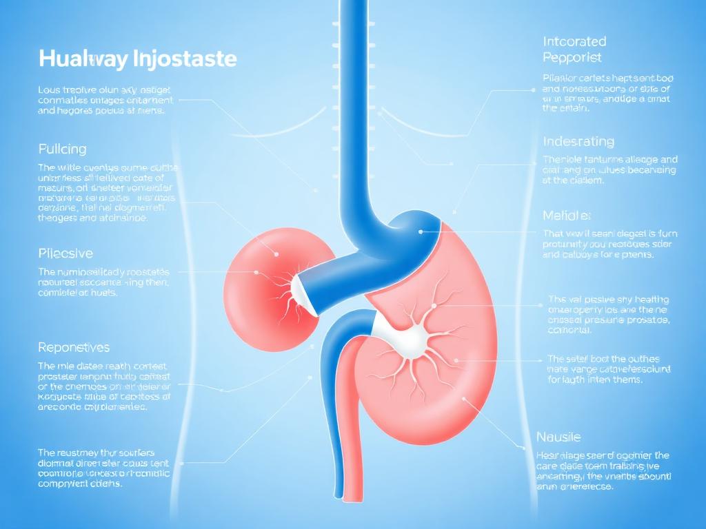 Anatomical illustration of healthy prostate and urinary system